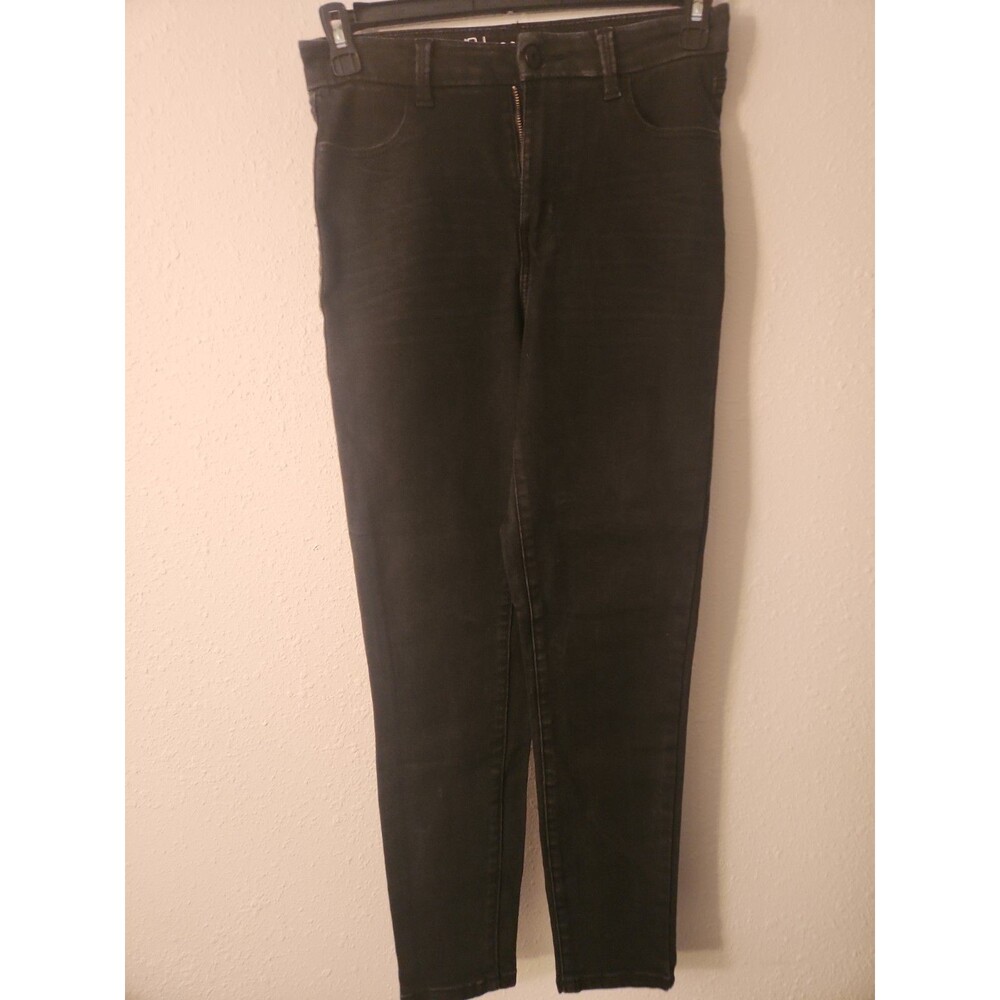 No Boundaries Black Denim Jeans Stretch 5-Pocket Button Zip Solid Women Size 9